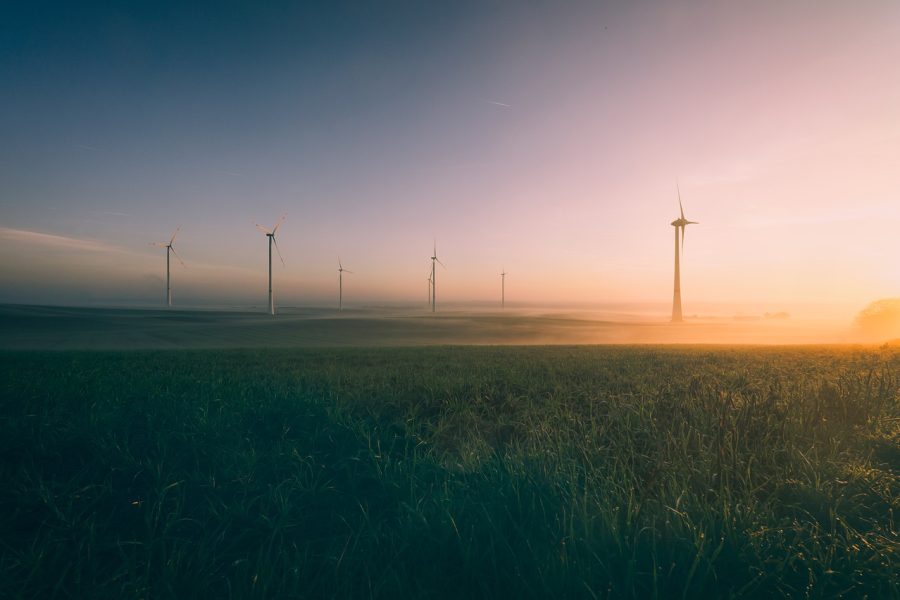 Windräder im Sonnenaufgang